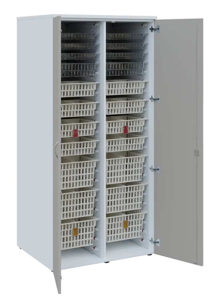 EUROMEDICA D - 90 skříň léková boxová, 2-dveřová, 1950x900x735, korpus bílý, dvířka šedá